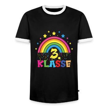 3. Schuljahr - Männer Kontrast-T-Shirt - Schwarz/Weiß - Vorne - AI Model Female 172 light (172cm) & AI Model Male 178 light (178cm)
