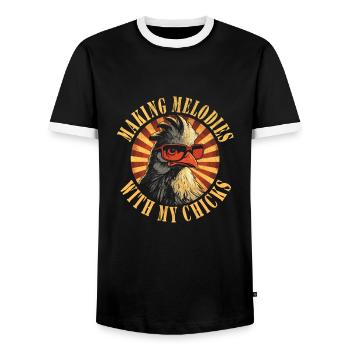 Festival - Men's Ringer Shirt - black/white - Front - AI Model Female 172 light (172cm) & AI Model Male 178 light (178cm)