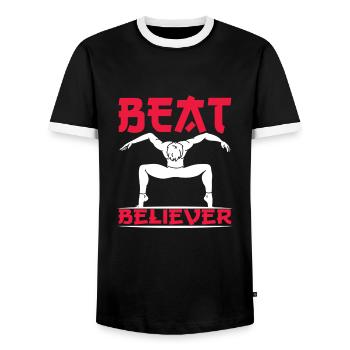 Festival - Men's Ringer Shirt - black/white - Front - AI Model Female 172 light (172cm) & AI Model Male 178 light (178cm)