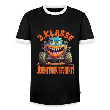 Schuljahr 3 - Männer Kontrast-T-Shirt - Schwarz/Weiß - Vorne - AI Model Female 172 light (172cm) & AI Model Male 178 light (178cm)