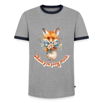 Fandom à fourrure - T-shirt contrasté Homme - gris/marine  - Devant - AI Model Female 172 light (172cm) & AI Model Male 178 light (178cm)