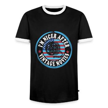 Vieux films - T-shirt contrasté Homme - noir/blanc - Devant - AI Model Female 172 light (172cm) & AI Model Male 178 light (178cm)