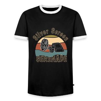 Vieux films - T-shirt contrasté Homme - noir/blanc - Devant - AI Model Female 172 light (172cm) & AI Model Male 178 light (178cm)