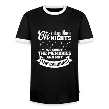 Vieux films - T-shirt contrasté Homme - noir/blanc - Devant - AI Model Female 172 light (172cm) & AI Model Male 178 light (178cm)