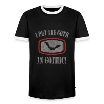 Goth Emo - Men's Ringer Shirt - black/white - Front - AI Model Female 172 light (172cm) & AI Model Male 178 light (178cm)