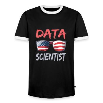Daten Analytiker Datenschutz Beauftragter - Männer Kontrast-T-Shirt - Schwarz/Weiß - Vorne - AI Model Female 172 light (172cm) & AI Model Male 178 light (178cm)