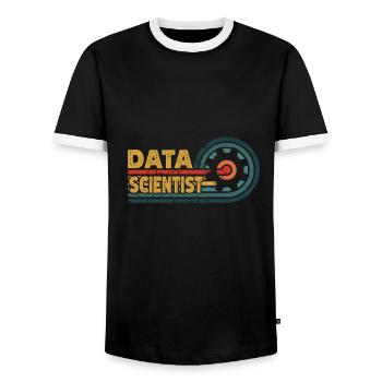 Data Analyst Data Protection Officer - Men's Ringer Shirt - black/white - Front - AI Model Female 172 light (172cm) & AI Model Male 178 light (178cm)