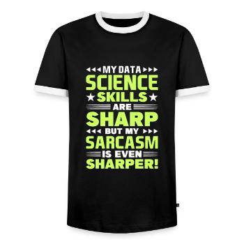Daten Analytiker Datenschutz Beauftragter - Männer Kontrast-T-Shirt - Schwarz/Weiß - Vorne - AI Model Female 172 light (172cm) & AI Model Male 178 light (178cm)