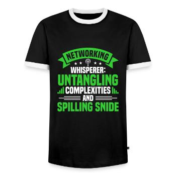 Network Engineer - Men's Ringer Shirt - black/white - Front - AI Model Female 172 light (172cm) & AI Model Male 178 light (178cm)