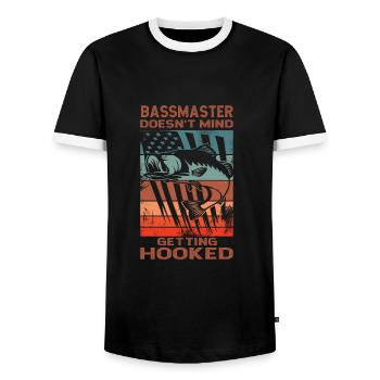 Pêche à la perche - T-shirt contrasté Homme - noir/blanc - Devant - AI Model Female 172 light (172cm) & AI Model Male 178 light (178cm)
