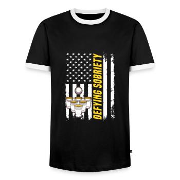 Trinkspiel - Männer Kontrast-T-Shirt - Schwarz/Weiß - Vorne - AI Model Female 172 light (172cm) & AI Model Male 178 light (178cm)