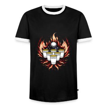 Trinkspiel - Männer Kontrast-T-Shirt - Schwarz/Weiß - Vorne - AI Model Female 172 light (172cm) & AI Model Male 178 light (178cm)