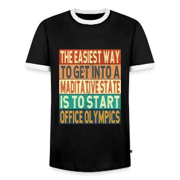 Office - Men's Ringer Shirt - black/white - Front - AI Model Female 172 light (172cm) & AI Model Male 178 light (178cm)