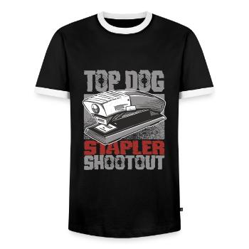 Office - Men's Ringer Shirt - black/white - Front - AI Model Female 172 light (172cm) & AI Model Male 178 light (178cm)
