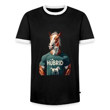 Hübrid - Men's Ringer Shirt - black/white - Front - AI Model Female 172 light (172cm) & AI Model Male 178 light (178cm)