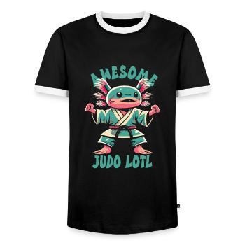 Judo - Men's Ringer Shirt - black/white - Front - AI Model Female 172 light (172cm) & AI Model Male 178 light (178cm)