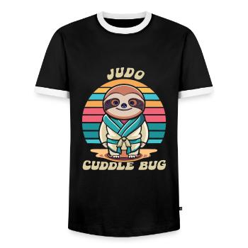 Judo - Men's Ringer Shirt - black/white - Front - AI Model Female 172 light (172cm) & AI Model Male 178 light (178cm)