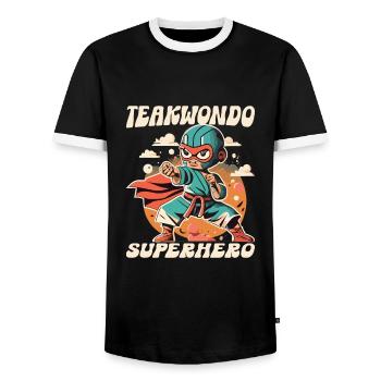 Teakwondo - T-shirt contrasté Homme - noir/blanc - Devant - AI Model Female 172 light (172cm) & AI Model Male 178 light (178cm)