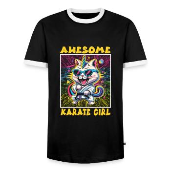 Karaté - T-shirt contrasté Homme - noir/blanc - Devant - AI Model Female 172 light (172cm) & AI Model Male 178 light (178cm)