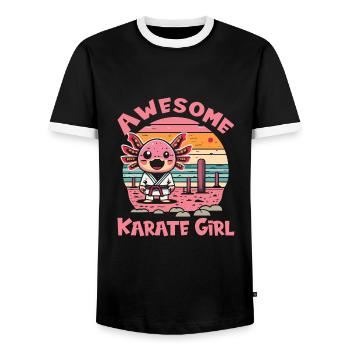 Karaté - T-shirt contrasté Homme - noir/blanc - Devant - AI Model Female 172 light (172cm) & AI Model Male 178 light (178cm)