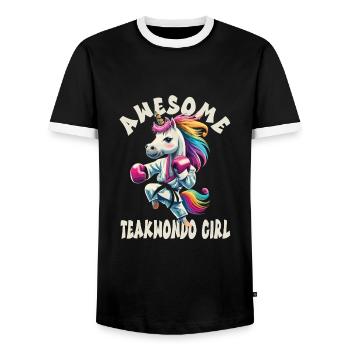 Teakwondo - T-shirt contrasté Homme - noir/blanc - Devant - AI Model Female 172 light (172cm) & AI Model Male 178 light (178cm)