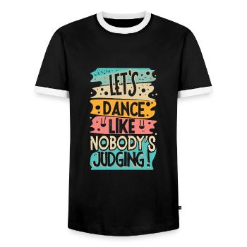 Festival - Men's Ringer Shirt - black/white - Front - AI Model Female 172 light (172cm) & AI Model Male 178 light (178cm)