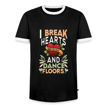Festival - Men's Ringer Shirt - black/white - Front - AI Model Female 172 light (172cm) & AI Model Male 178 light (178cm)