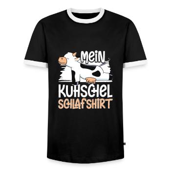 Kuh schel Schlafshirt Kuhmotiv Kuhschel Schlaf - Männer Kontrast-T-Shirt - Schwarz/Weiß - Vorne - AI Model Female 172 light (172cm) & AI Model Male 178 light (178cm)