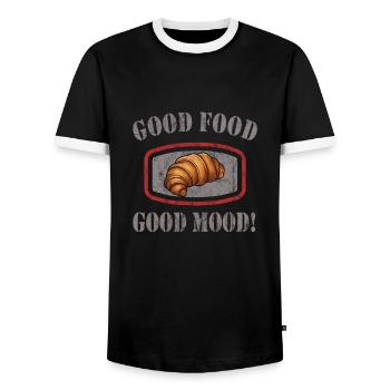 Französisches Essen - Männer Kontrast-T-Shirt - Schwarz/Weiß - Vorne - AI Model Female 172 light (172cm) & AI Model Male 178 light (178cm)