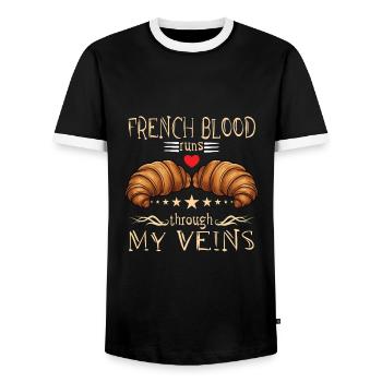 French food - Men's Ringer Shirt - black/white - Front - AI Model Female 172 light (172cm) & AI Model Male 178 light (178cm)
