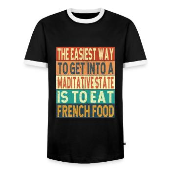 Cuisine française - T-shirt contrasté Homme - noir/blanc - Devant - AI Model Female 172 light (172cm) & AI Model Male 178 light (178cm)