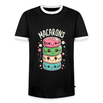 French food - Men's Ringer Shirt - black/white - Front - AI Model Female 172 light (172cm) & AI Model Male 178 light (178cm)