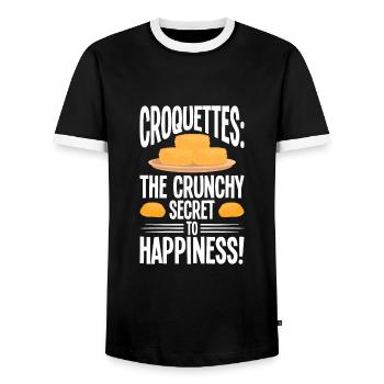 Cuisine française - T-shirt contrasté Homme - noir/blanc - Devant - AI Model Female 172 light (172cm) & AI Model Male 178 light (178cm)