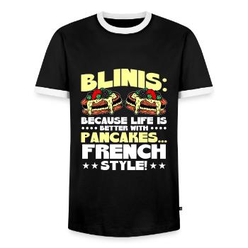 Cuisine française - T-shirt contrasté Homme - noir/blanc - Devant - AI Model Female 172 light (172cm) & AI Model Male 178 light (178cm)