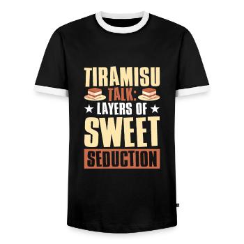 Cuisine italienne - T-shirt contrasté Homme - noir/blanc - Devant - AI Model Female 172 light (172cm) & AI Model Male 178 light (178cm)