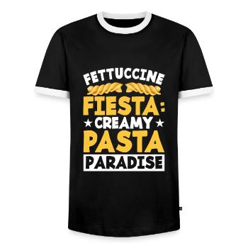 Cuisine italienne - T-shirt contrasté Homme - noir/blanc - Devant - AI Model Female 172 light (172cm) & AI Model Male 178 light (178cm)