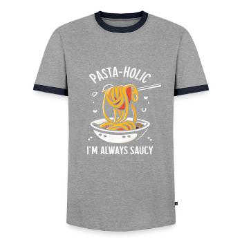 Cuisine italienne - T-shirt contrasté Homme - gris/marine  - Devant - AI Model Female 172 light (172cm) & AI Model Male 178 light (178cm)