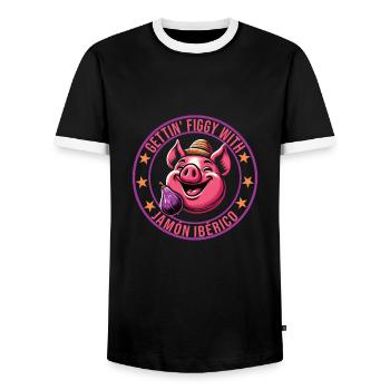 Spanisches Essen - Männer Kontrast-T-Shirt - Schwarz/Weiß - Vorne - AI Model Female 172 light (172cm) & AI Model Male 178 light (178cm)