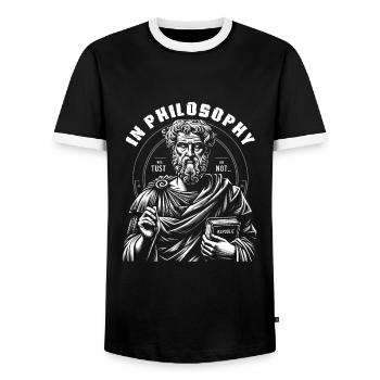 Philosophie - T-shirt contrasté Homme - noir/blanc - Devant - AI Model Female 172 light (172cm) & AI Model Male 178 light (178cm)