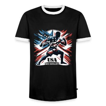 Mixed Martial Arts - Men's Ringer Shirt - black/white - Front - AI Model Female 172 light (172cm) & AI Model Male 178 light (178cm)