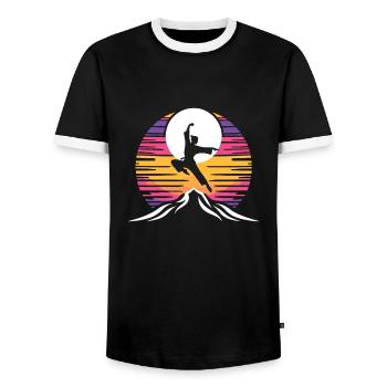 Kung-fu - T-shirt contrasté Homme - noir/blanc - Devant - AI Model Female 172 light (172cm) & AI Model Male 178 light (178cm)
