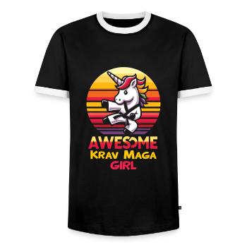 Krav Maga - T-shirt contrasté Homme - noir/blanc - Devant - AI Model Female 172 light (172cm) & AI Model Male 178 light (178cm)