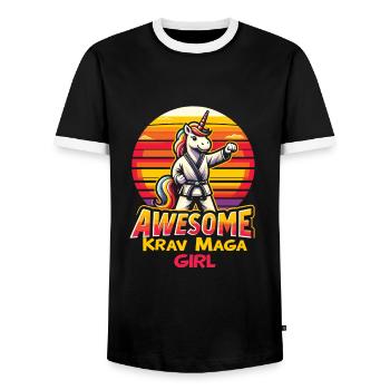 Krav Maga - T-shirt contrasté Homme - noir/blanc - Devant - AI Model Female 172 light (172cm) & AI Model Male 178 light (178cm)