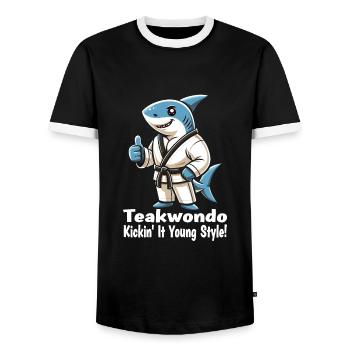 Teakwondo - T-shirt contrasté Homme - noir/blanc - Devant - AI Model Female 172 light (172cm) & AI Model Male 178 light (178cm)