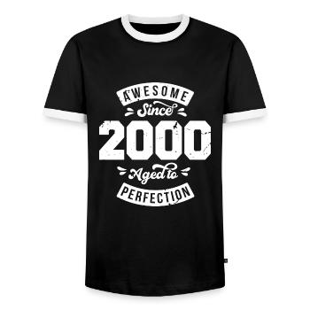 Millésime 2000 anniversaire - rétro 2000 - T-shirt contrasté Homme - noir/blanc - Devant - AI Model Female 172 light (172cm) & AI Model Male 178 light (178cm)