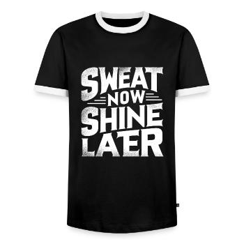 Abnehmen - Männer Kontrast-T-Shirt - Schwarz/Weiß - Vorne - AI Model Female 172 light (172cm) & AI Model Male 178 light (178cm)