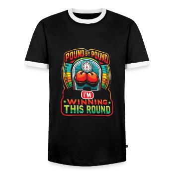 Abnehmen - Männer Kontrast-T-Shirt - Schwarz/Weiß - Vorne - AI Model Female 172 light (172cm) & AI Model Male 178 light (178cm)