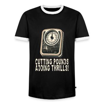 Abnehmen - Männer Kontrast-T-Shirt - Schwarz/Weiß - Vorne - AI Model Female 172 light (172cm) & AI Model Male 178 light (178cm)