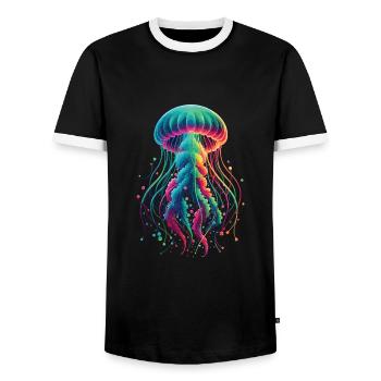 Méduse - T-shirt contrasté Homme - noir/blanc - Devant - AI Model Female 172 light (172cm) & AI Model Male 178 light (178cm)