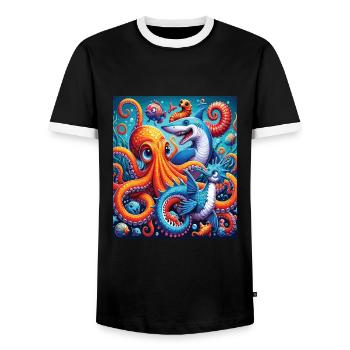 Méduse - T-shirt contrasté Homme - noir/blanc - Devant - AI Model Female 172 light (172cm) & AI Model Male 178 light (178cm)